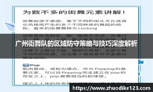 广州街舞队的区域防守策略与技巧深度解析
